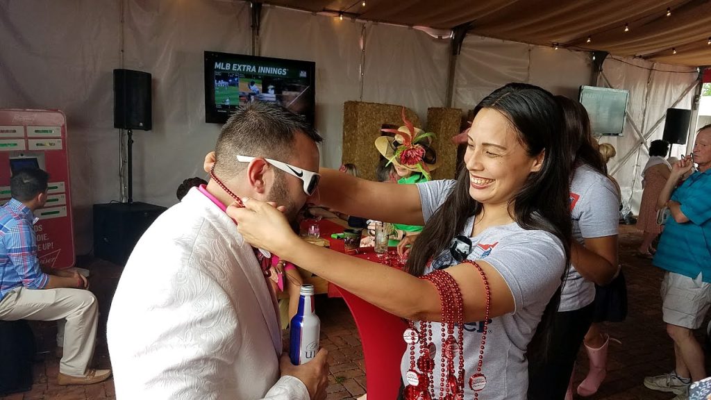 Budweiser brand ambassador interacting with consumers at Kentucky Derby 