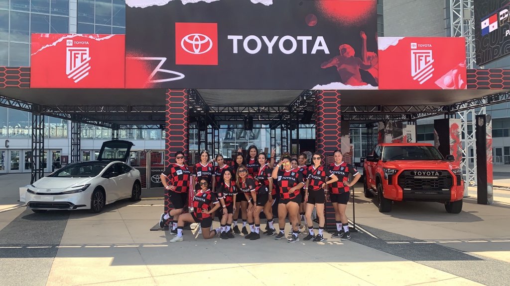 Toyota brand ambassadors engaging soccer fans during World Cup match