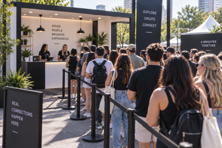 Long lines at a brand activation that is understaffed.